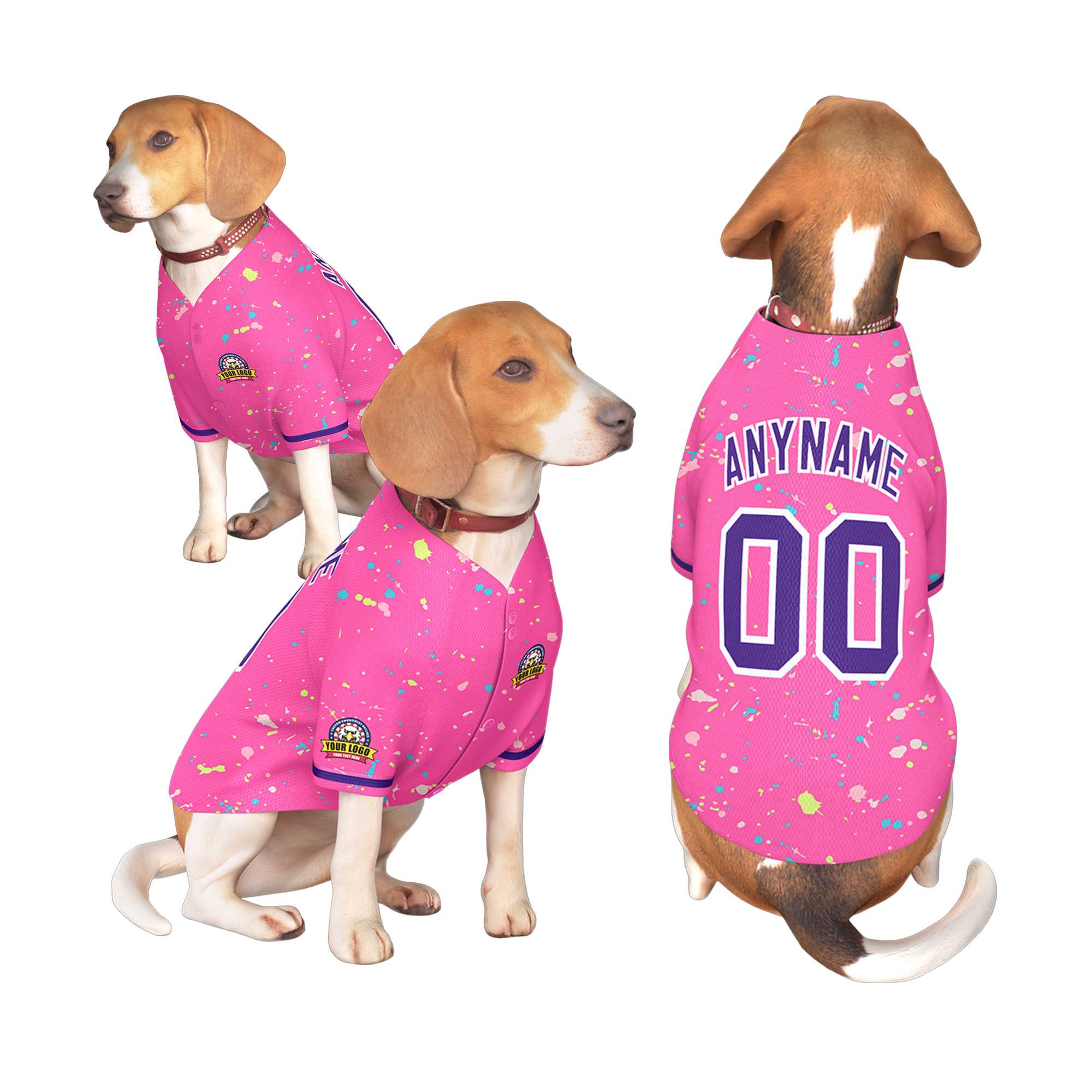 Custom Pink Purple Personalized Splash Graffiti Pattern Dog Jersey