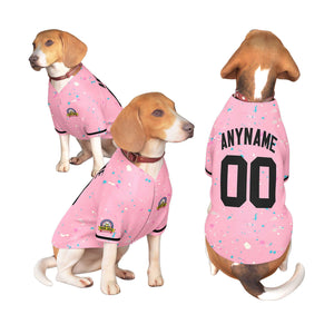 Custom Light Pink Black Personalized Splash Graffiti Pattern Dog Jersey