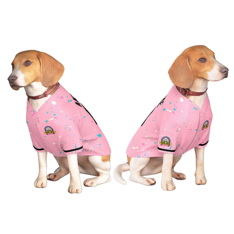 Custom Light Pink Black Personalized Splash Graffiti Pattern Dog Jersey