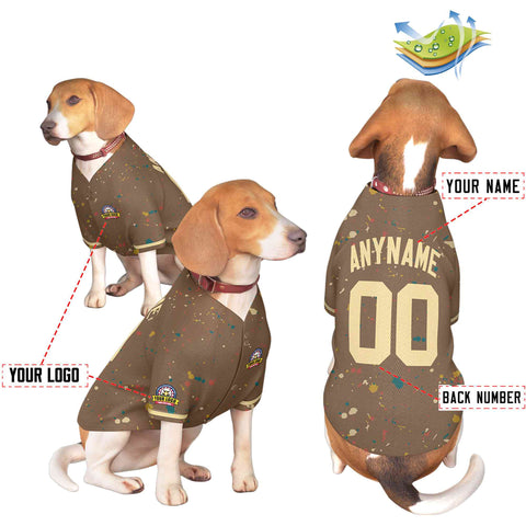 Custom Light Brown Khaki Personalized Splash Graffiti Pattern Dog Jersey