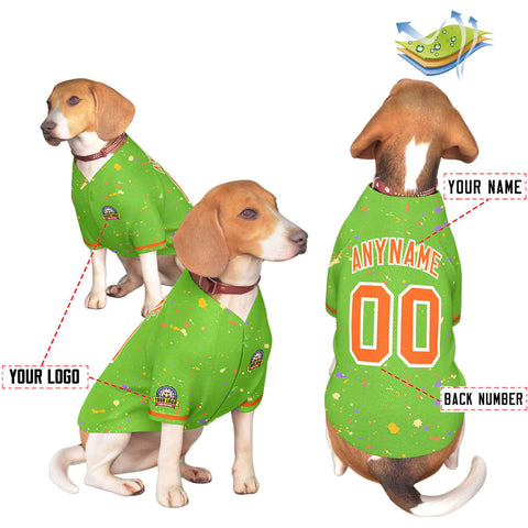 Custom Green Orange Personalized Splash Graffiti Pattern Dog Jersey