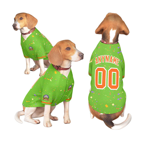 Custom Green Orange Personalized Splash Graffiti Pattern Dog Jersey