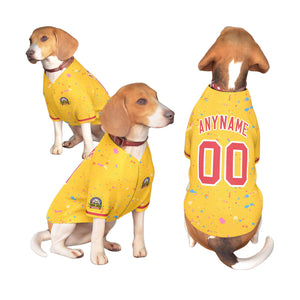 Custom Gold Light Red Personalized Splash Graffiti Pattern Dog Jersey