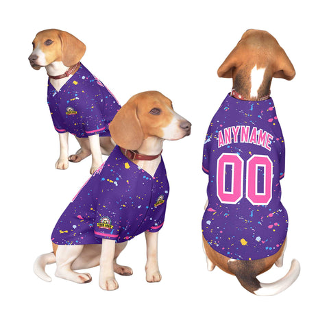 Custom Purple Pink Personalized Splash Graffiti Pattern Dog Jersey