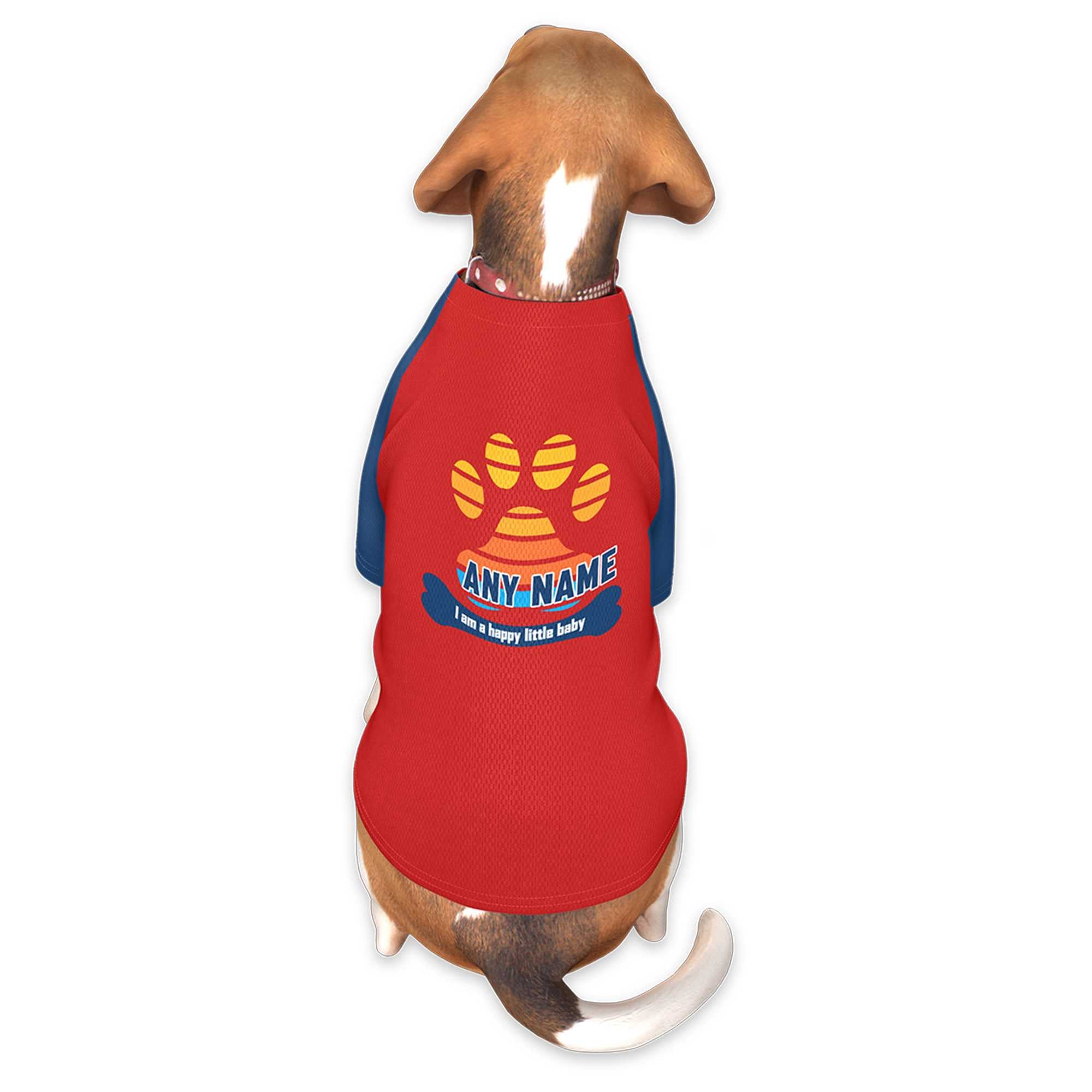 Maillot pour chien à manches raglan rouge marine personnalisé