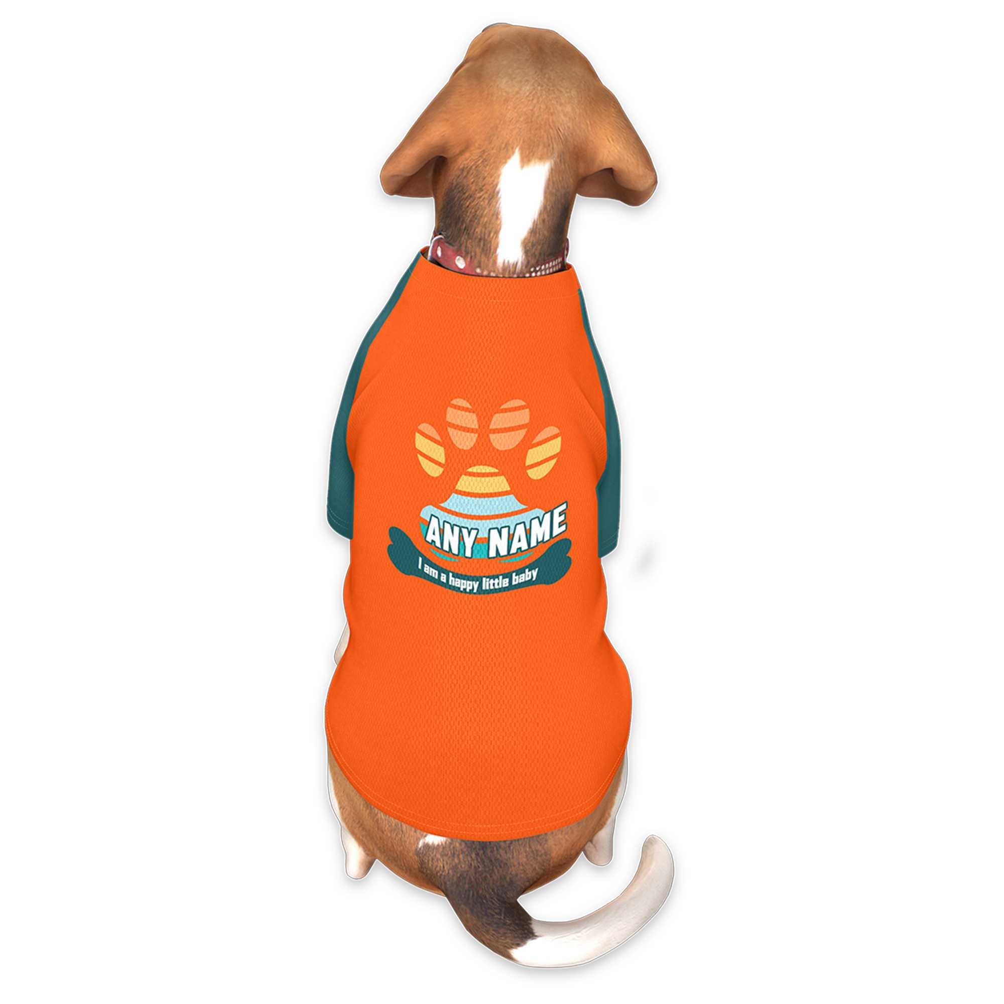 Maillot pour chien à manches raglan orange Aqua personnalisé