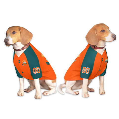Custom Orange Aqua Raglan Sleeves Dog Jersey
