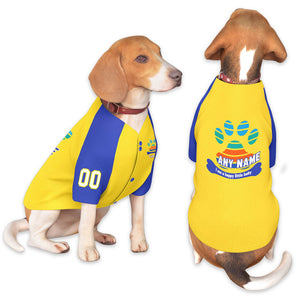 Maillot pour chien à manches Raglan Royal jaune personnalisé