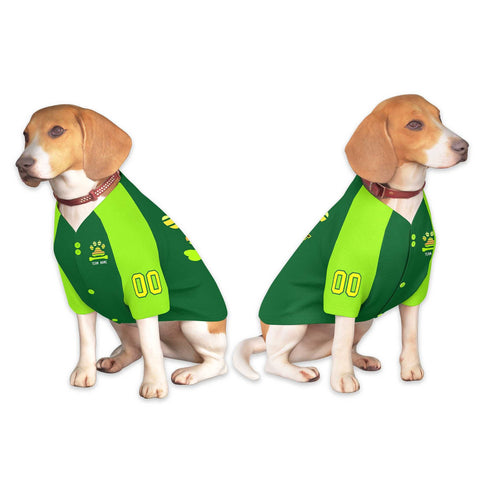 Custom Green Neon Green Raglan Sleeves Dog Jersey