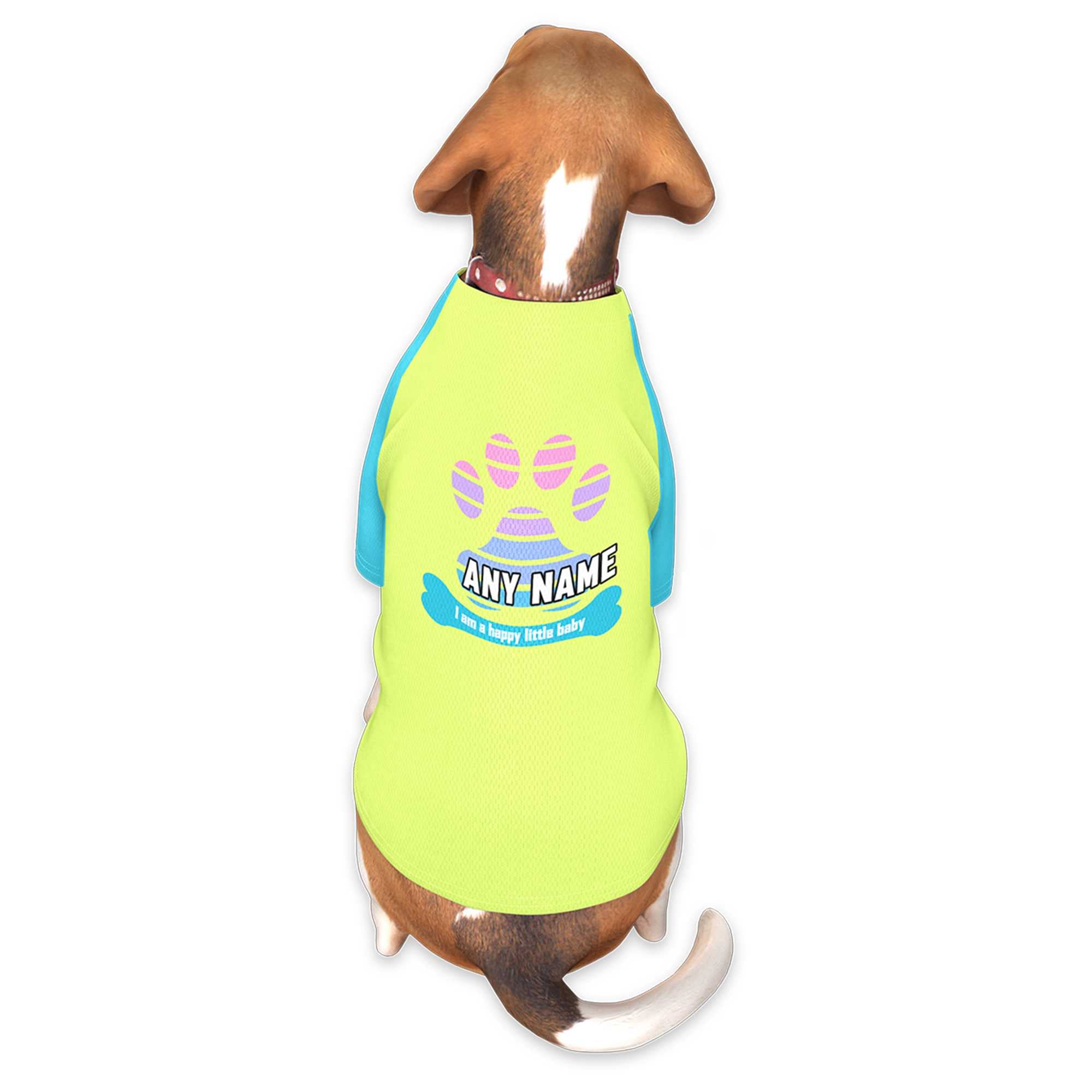 Maillot pour chien à manches raglan jaune vif personnalisé