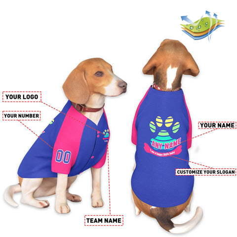 Custom Royal Pink Raglan Sleeves Dog Jersey