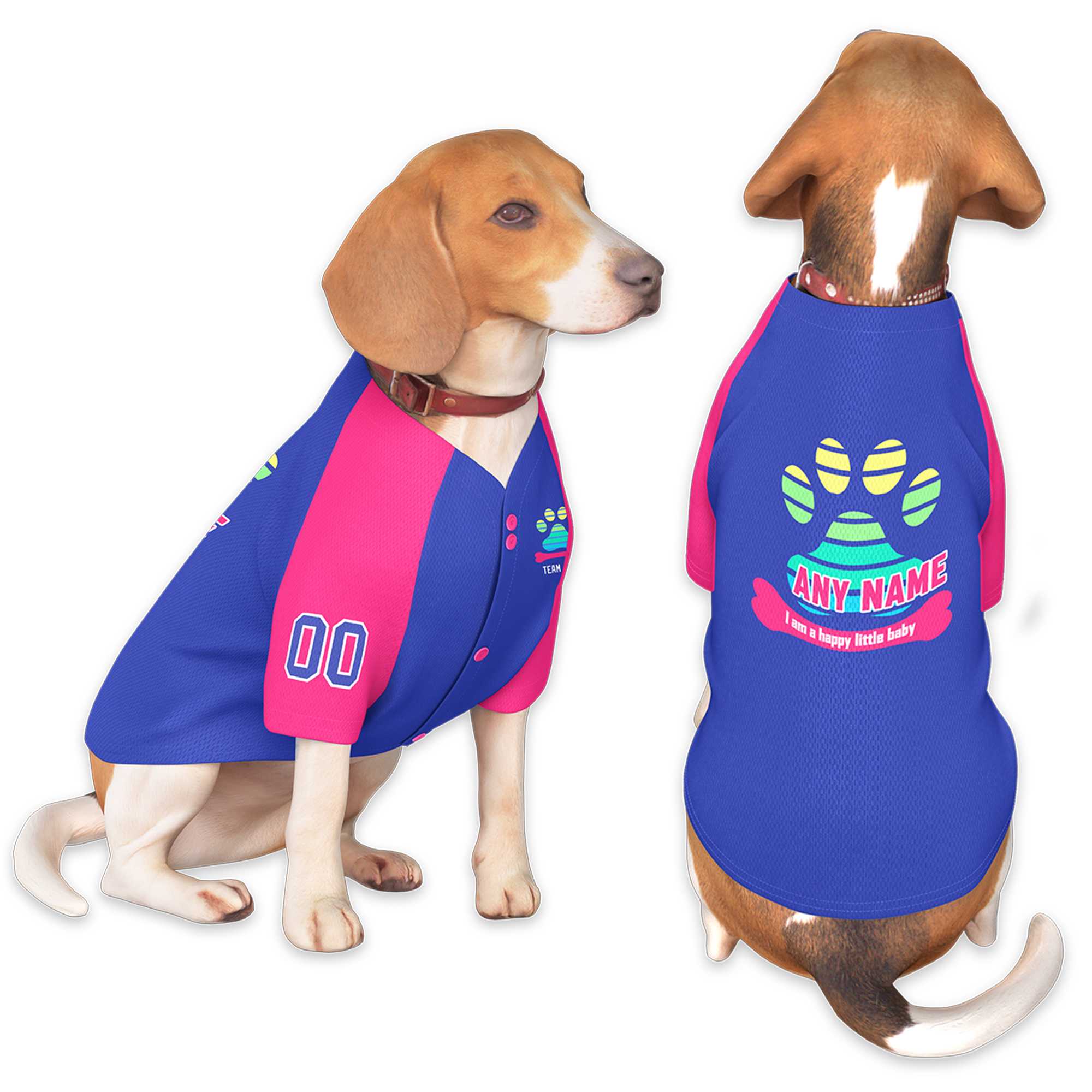 Custom Royal Pink Raglan Sleeves Dog Jersey