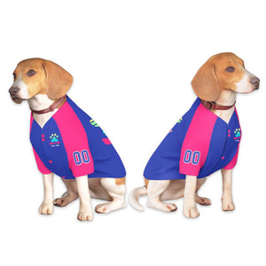 Maillot pour chien à manches raglan rose royal personnalisé