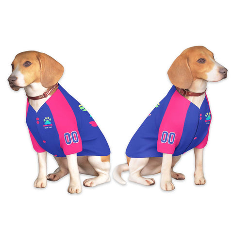 Custom Royal Pink Raglan Sleeves Dog Jersey