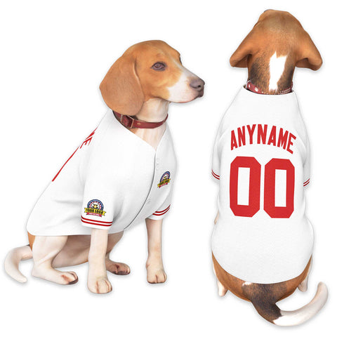 Custom White Red Classic Style Dog Jersey