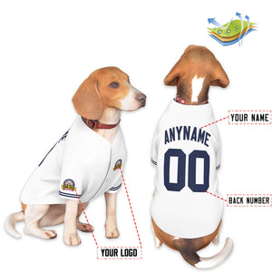 Custom White Navy Classic Style Dog Jersey