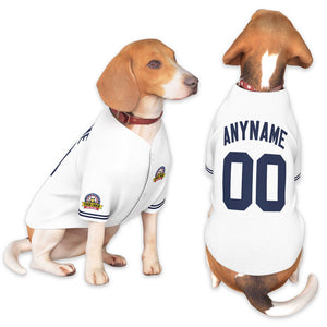 Custom White Navy Classic Style Dog Jersey