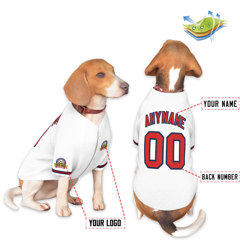 Custom White Red-Navy Classic Style Dog Jersey