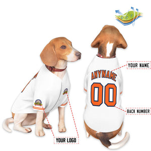 Custom White Orange-Navy Classic Style Dog Jersey