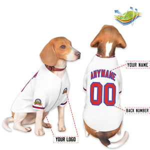 Custom White Red-Royal Classic Style Dog Jersey