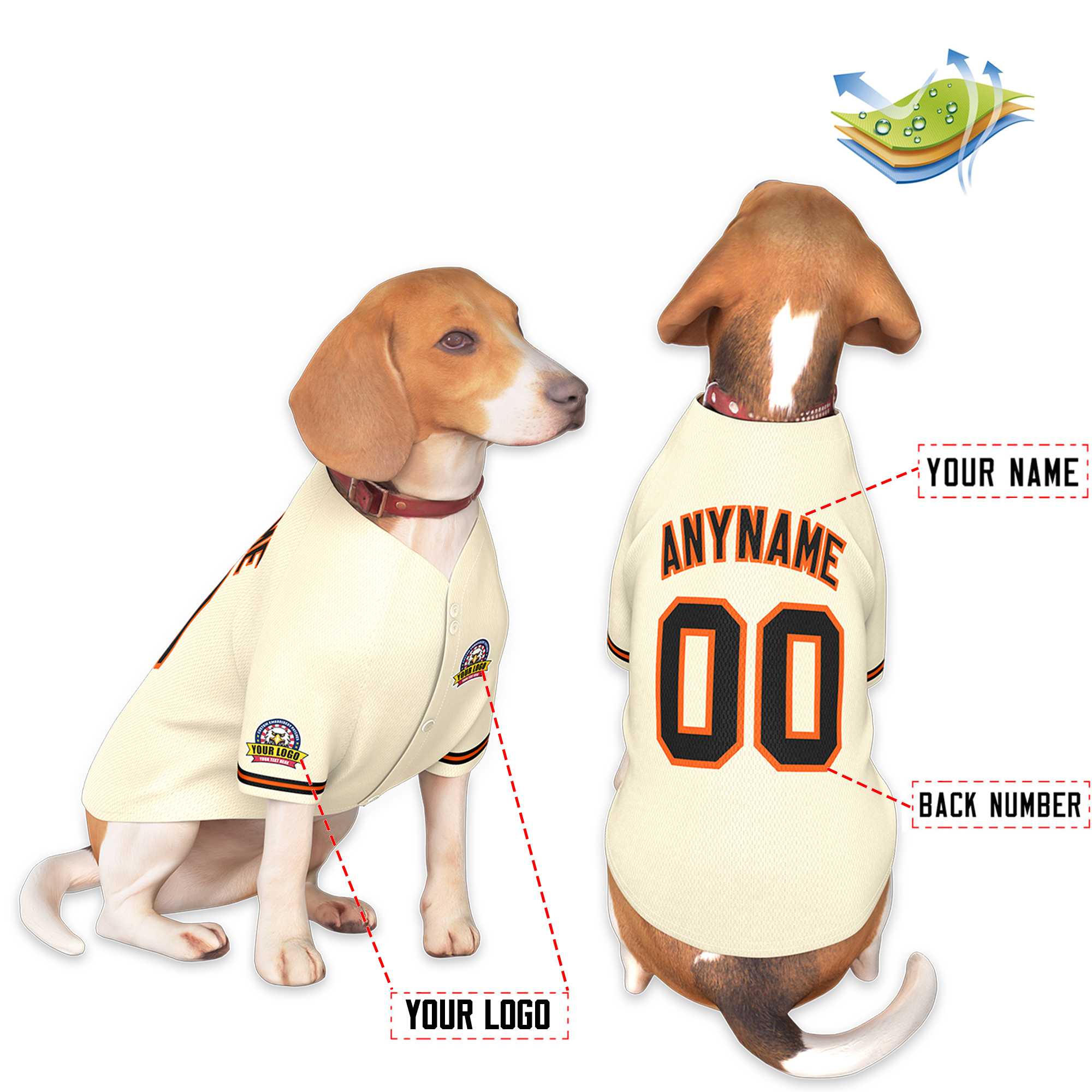 Custom Khaki Black-Orange Classic Style Dog Jersey