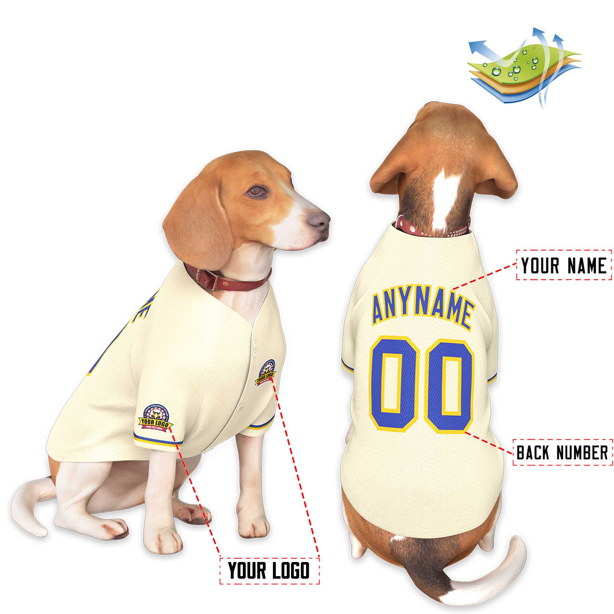 Custom Khaki Royal-Gold Classic Style Dog Jersey