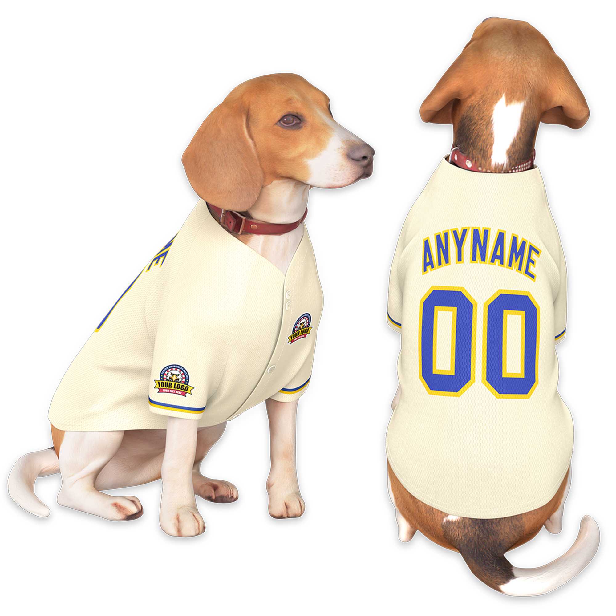 Custom Khaki Royal-Gold Classic Style Dog Jersey