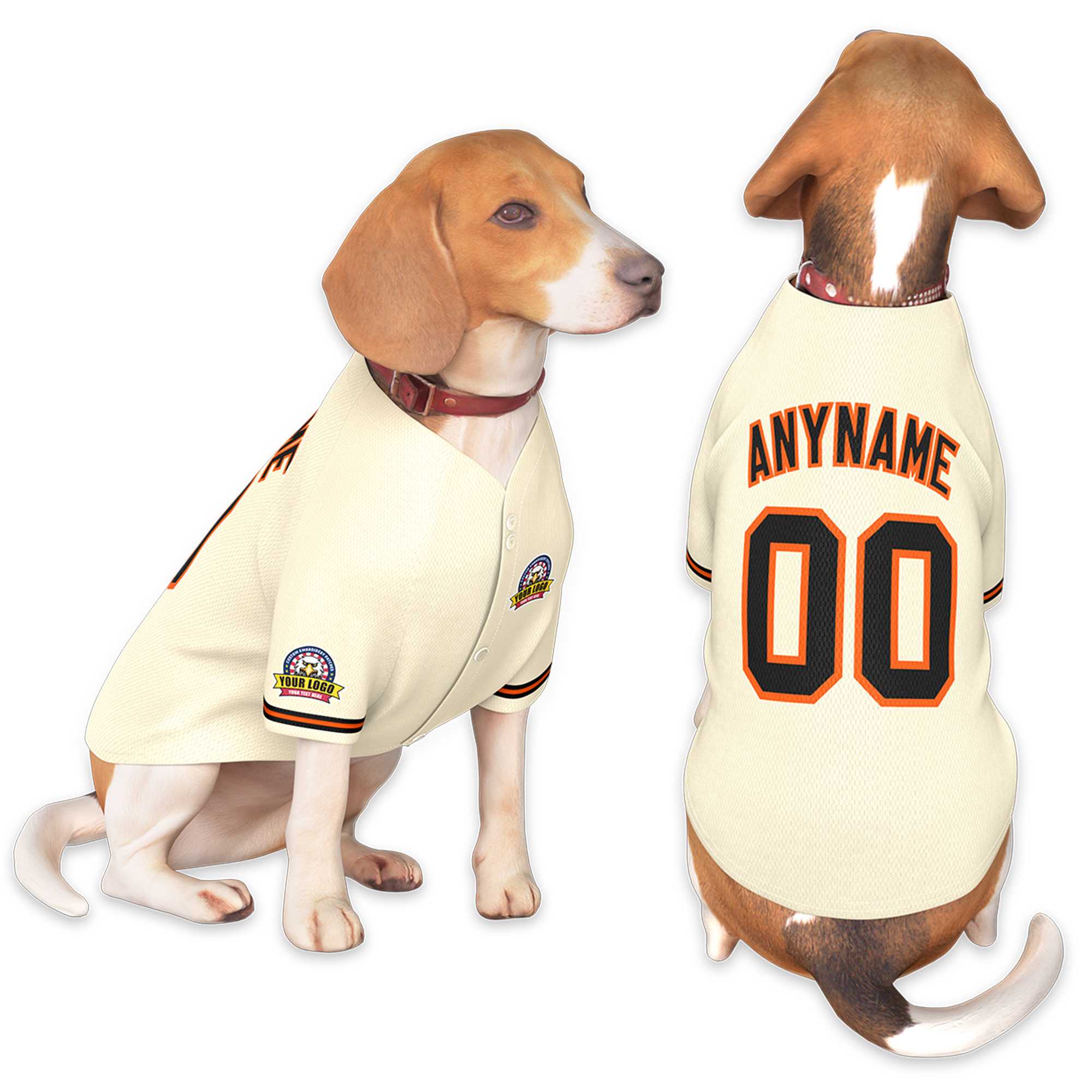 Custom Khaki Black-Orange Classic Style Dog Jersey