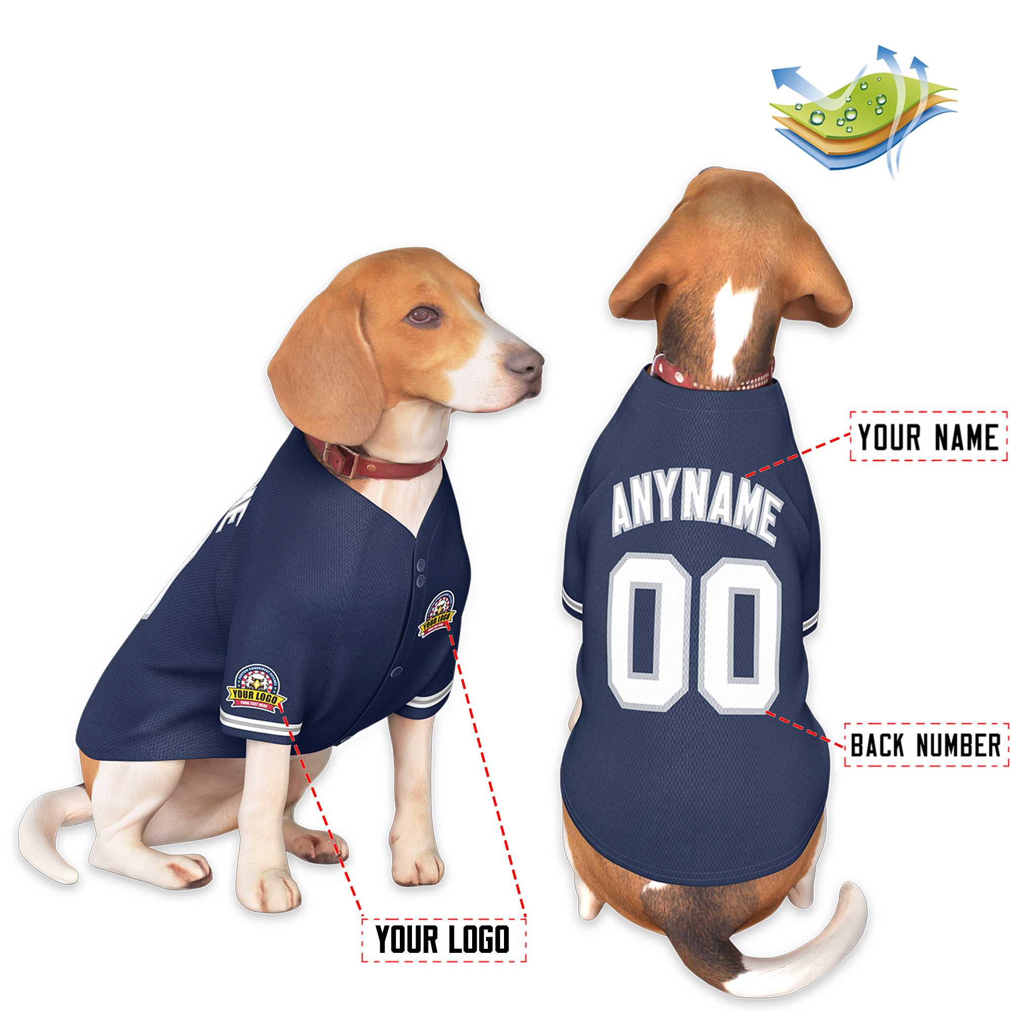 Custom Navy White-Gray Classic Style Dog Jersey