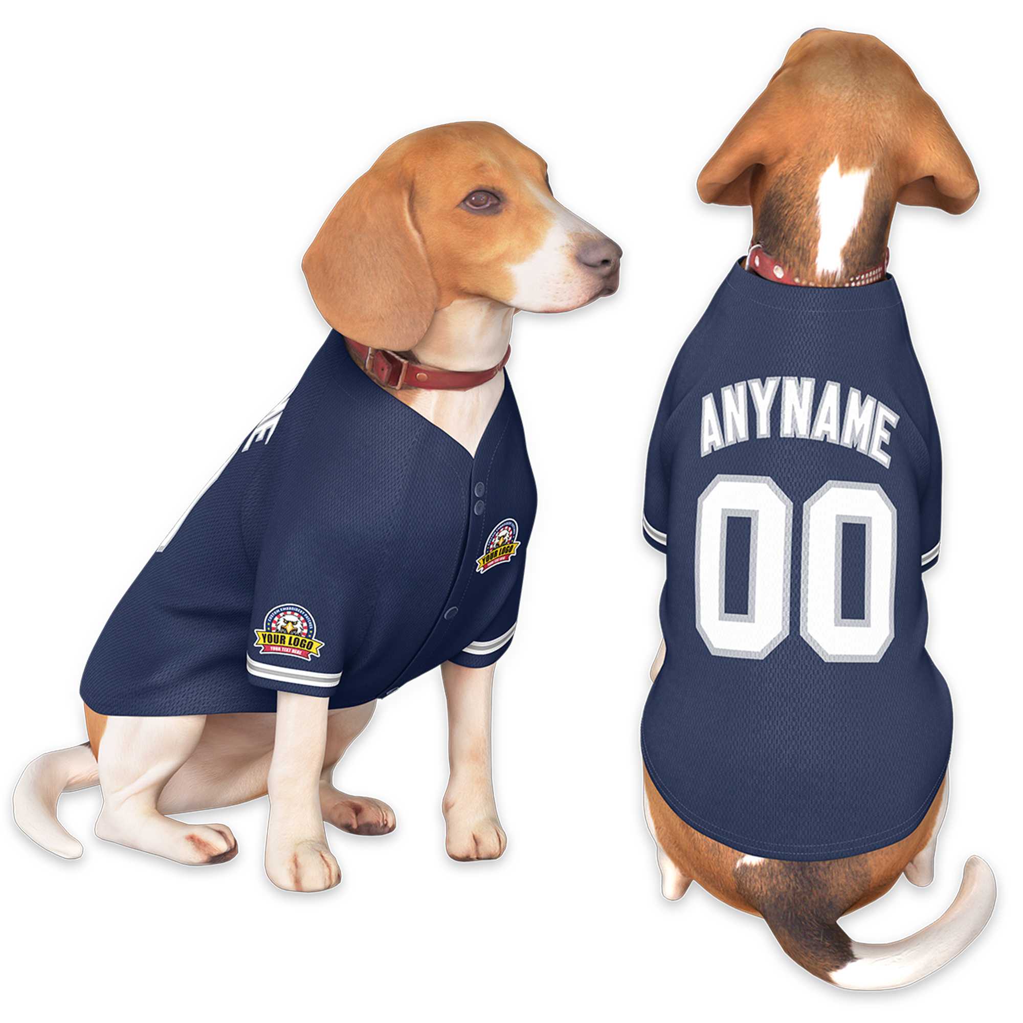 Custom Navy White-Gray Classic Style Dog Jersey