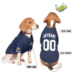 Custom Navy White Classic Style Dog Jersey