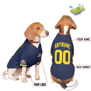 Maillot pour chien de style classique en or bleu marine personnalisé