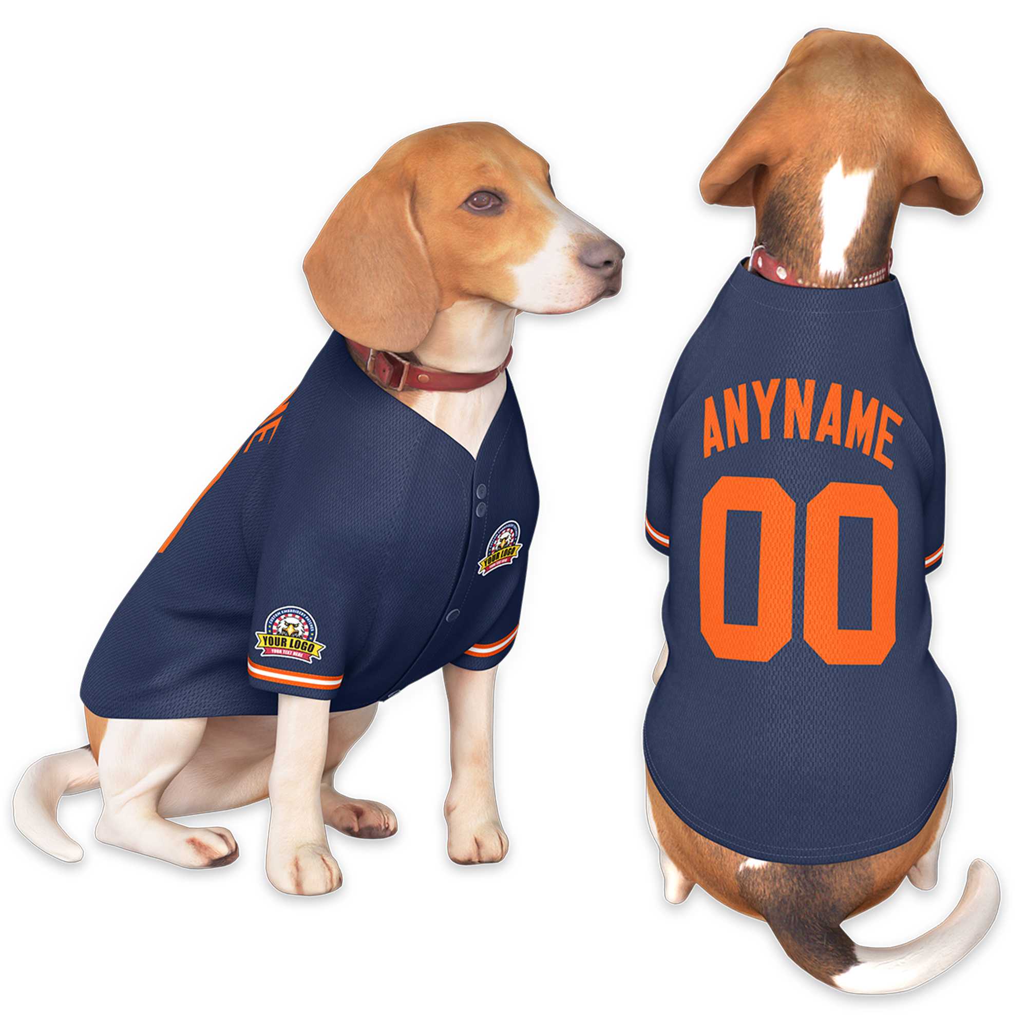 Custom Navy Orange Classic Style Dog Jersey