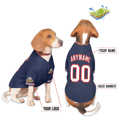 Custom Navy White-Red Classic Style Dog Jersey