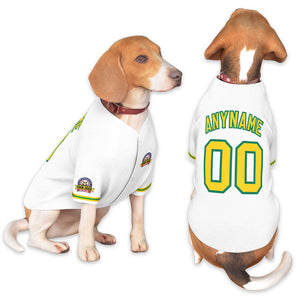 Custom White Gold-Kelly Green Classic Style Dog Jersey