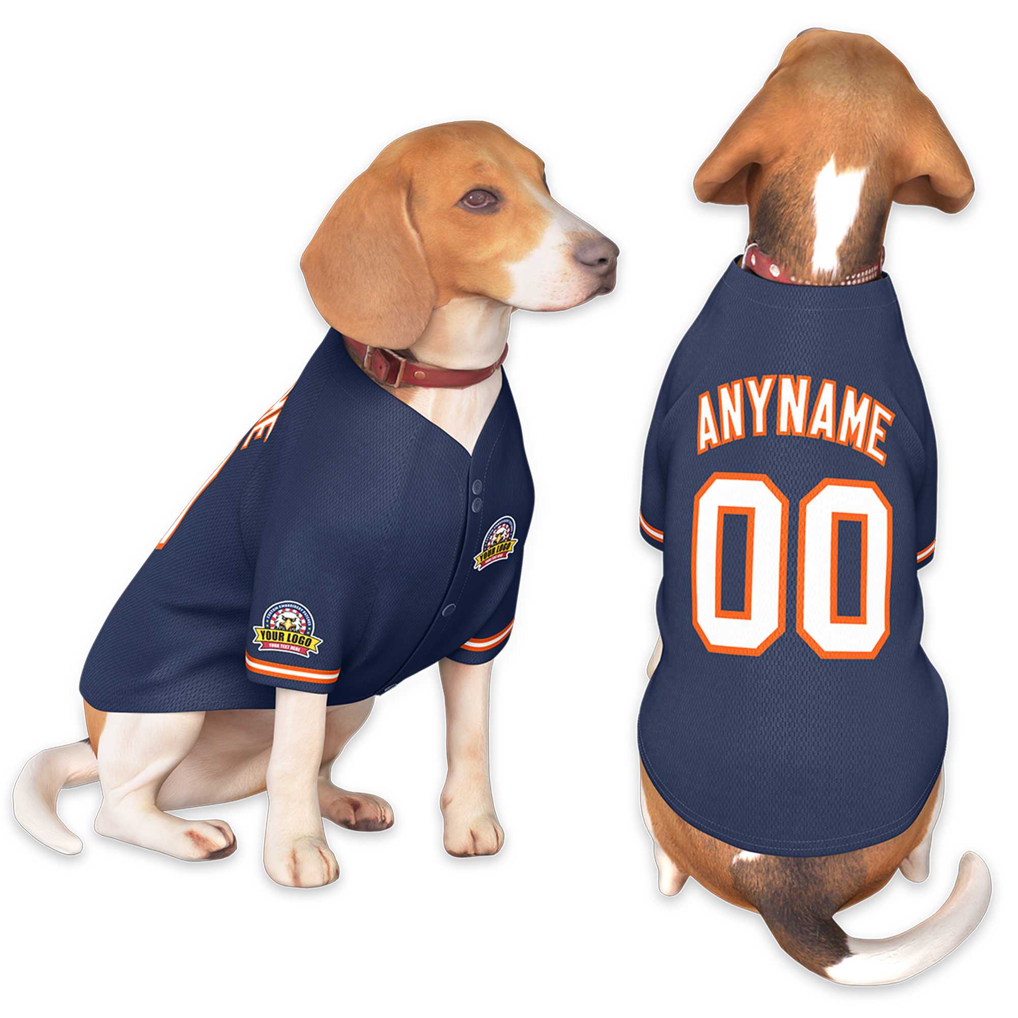 Custom Navy White-Orange Classic Style Dog Jersey