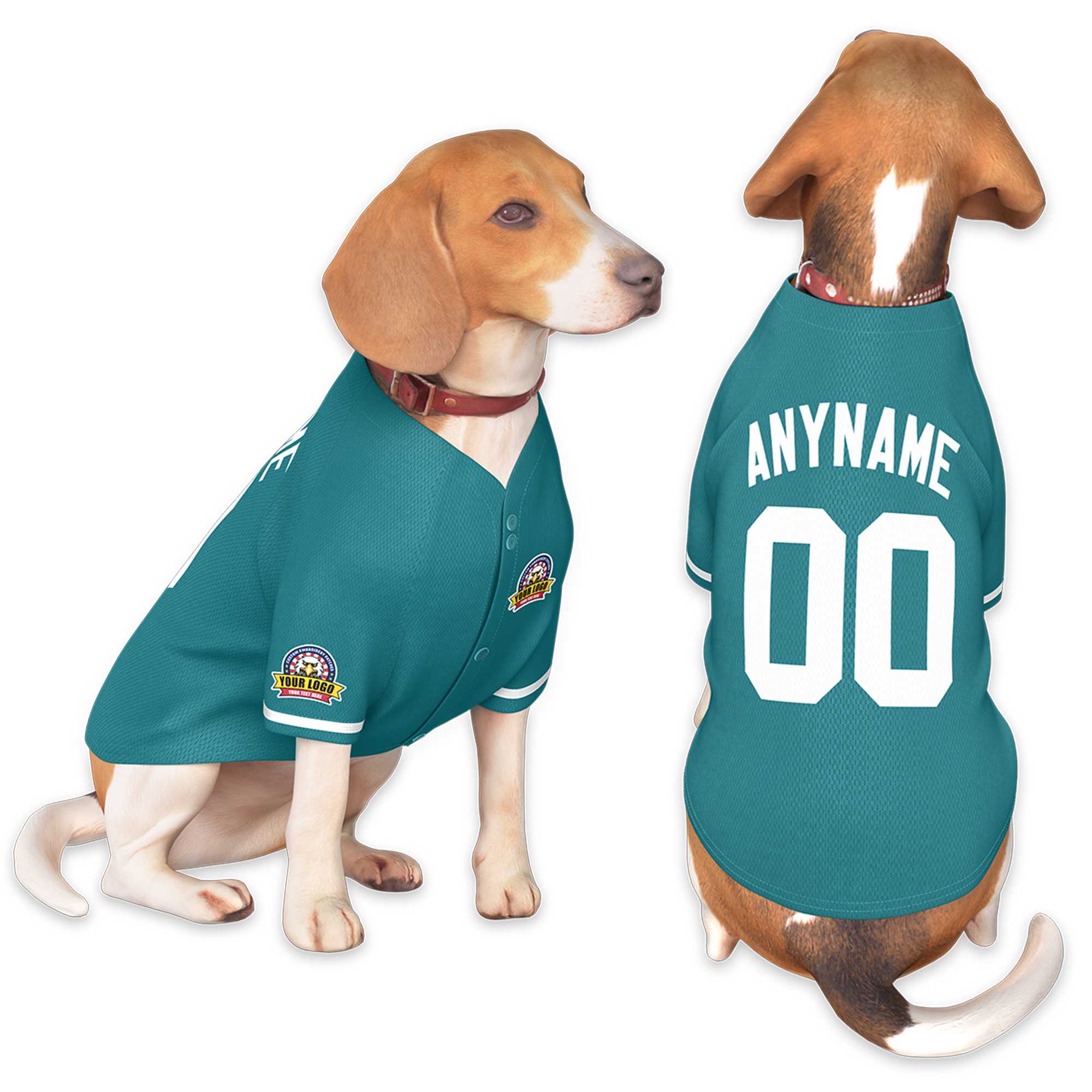 Custom Aqua White Classic Style Dog Jersey