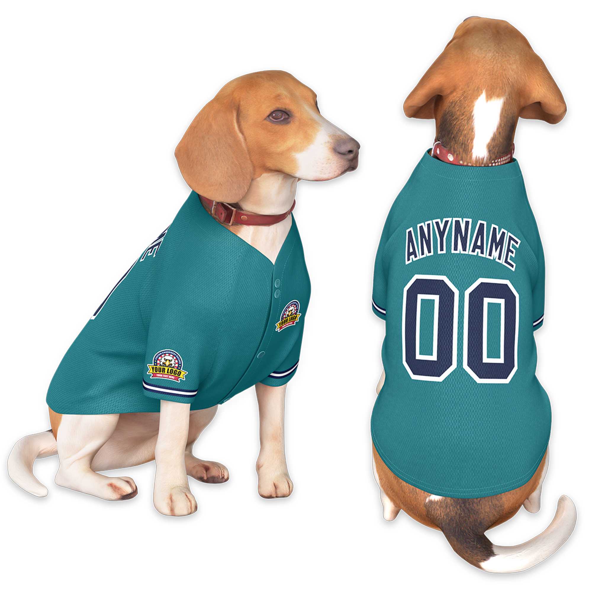 Custom Aqua Navy-White Classic Style Dog Jersey