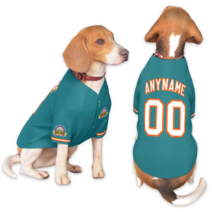 Custom Aqua White-Orange Classic Style Dog Jersey