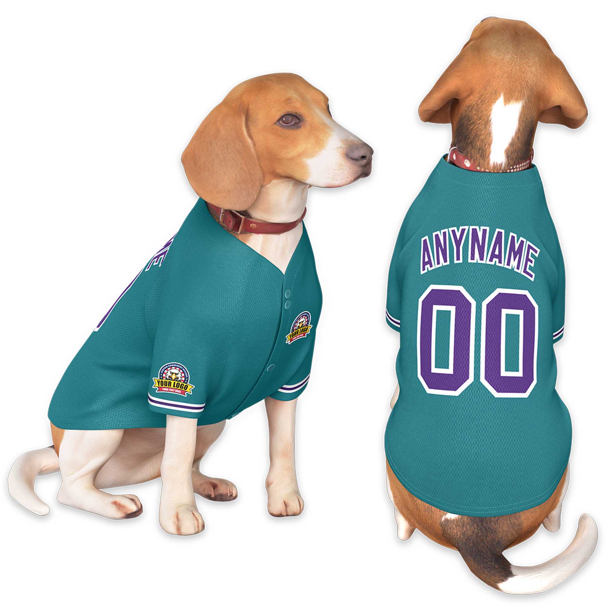 Custom Aqua Purple-White Classic Style Dog Jersey