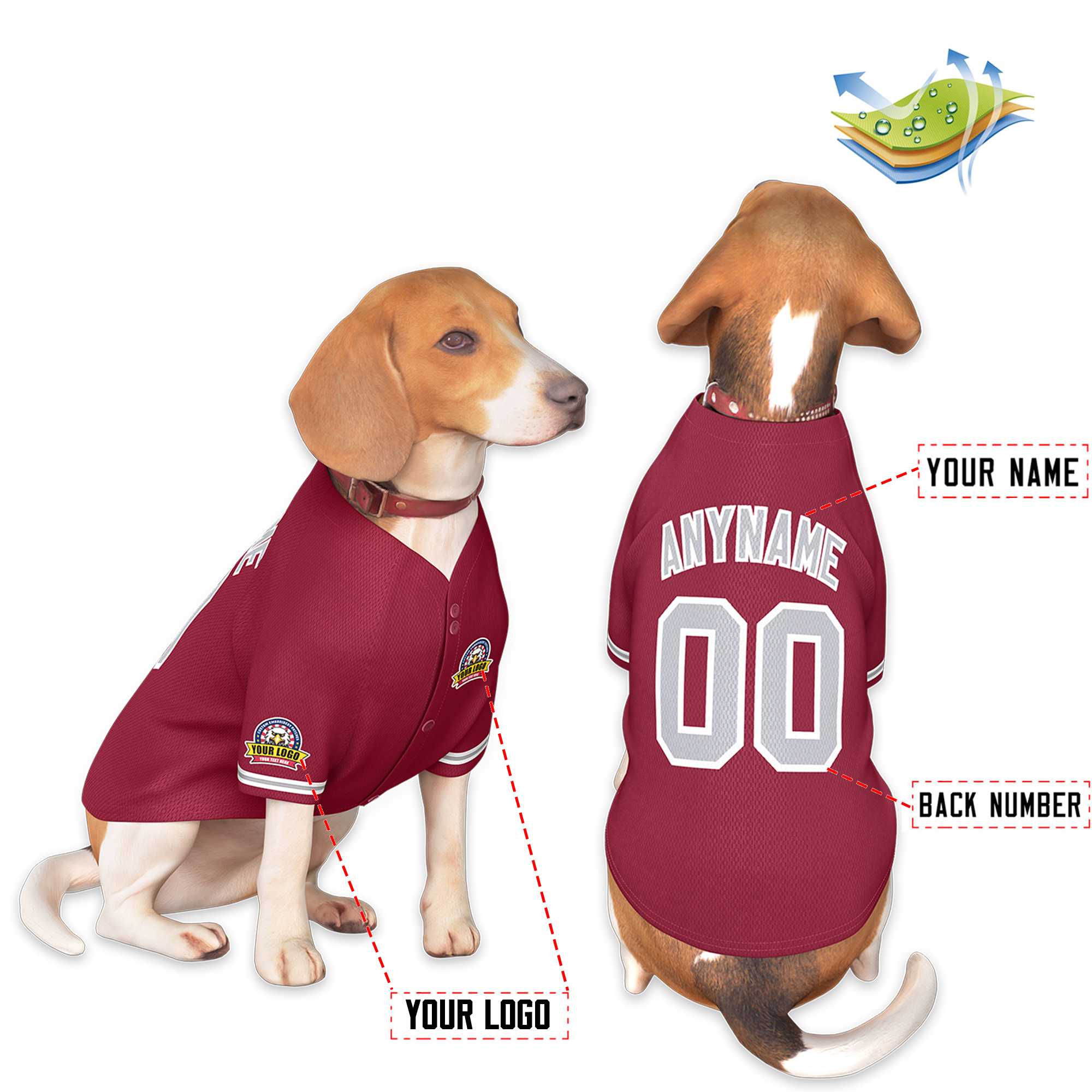 Custom Crimson Gray-White Classic Style Dog Jersey