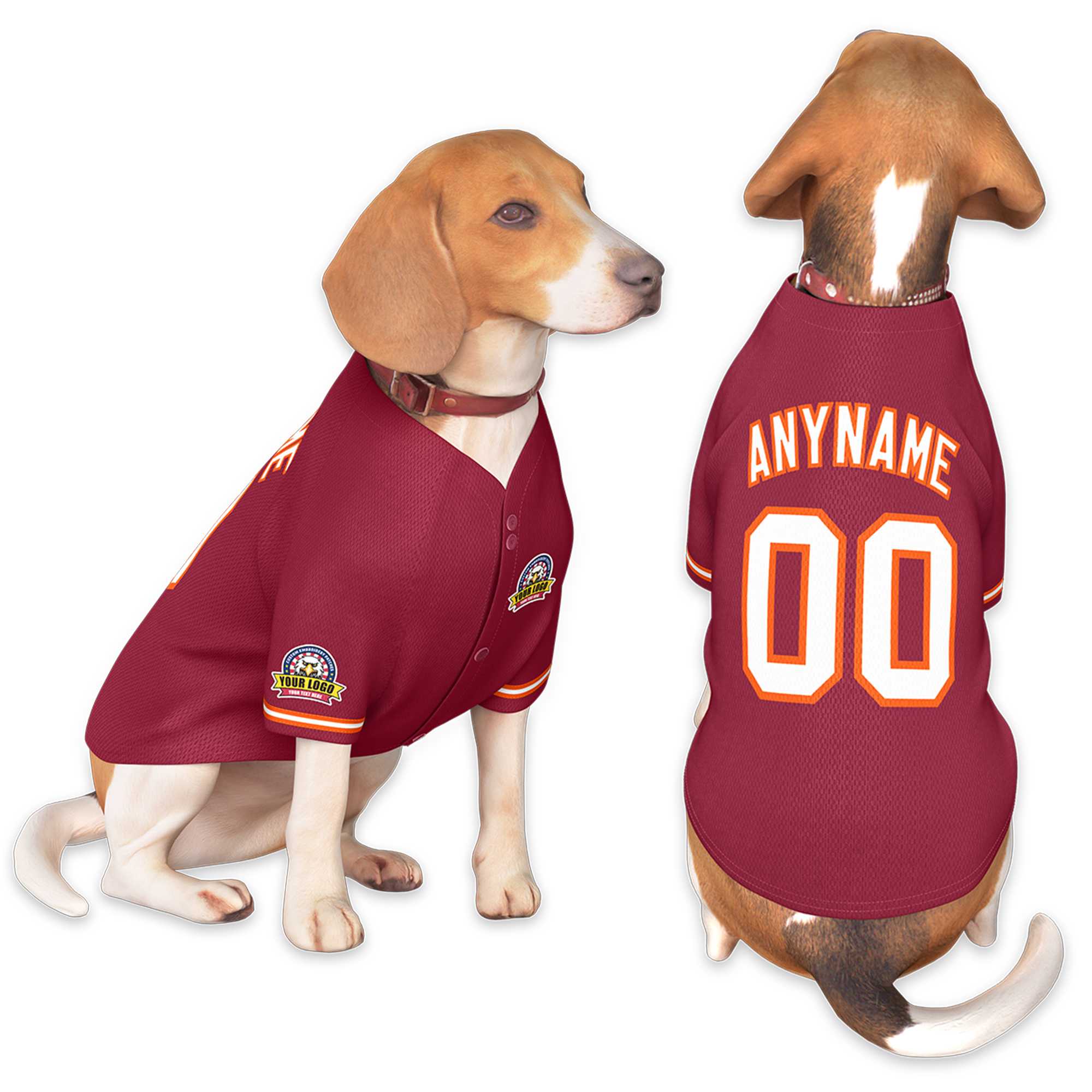 Custom Crimson White-Orange Classic Style Dog Jersey