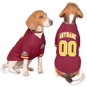 Custom Crimson Gold-White Classic Style Dog Jersey