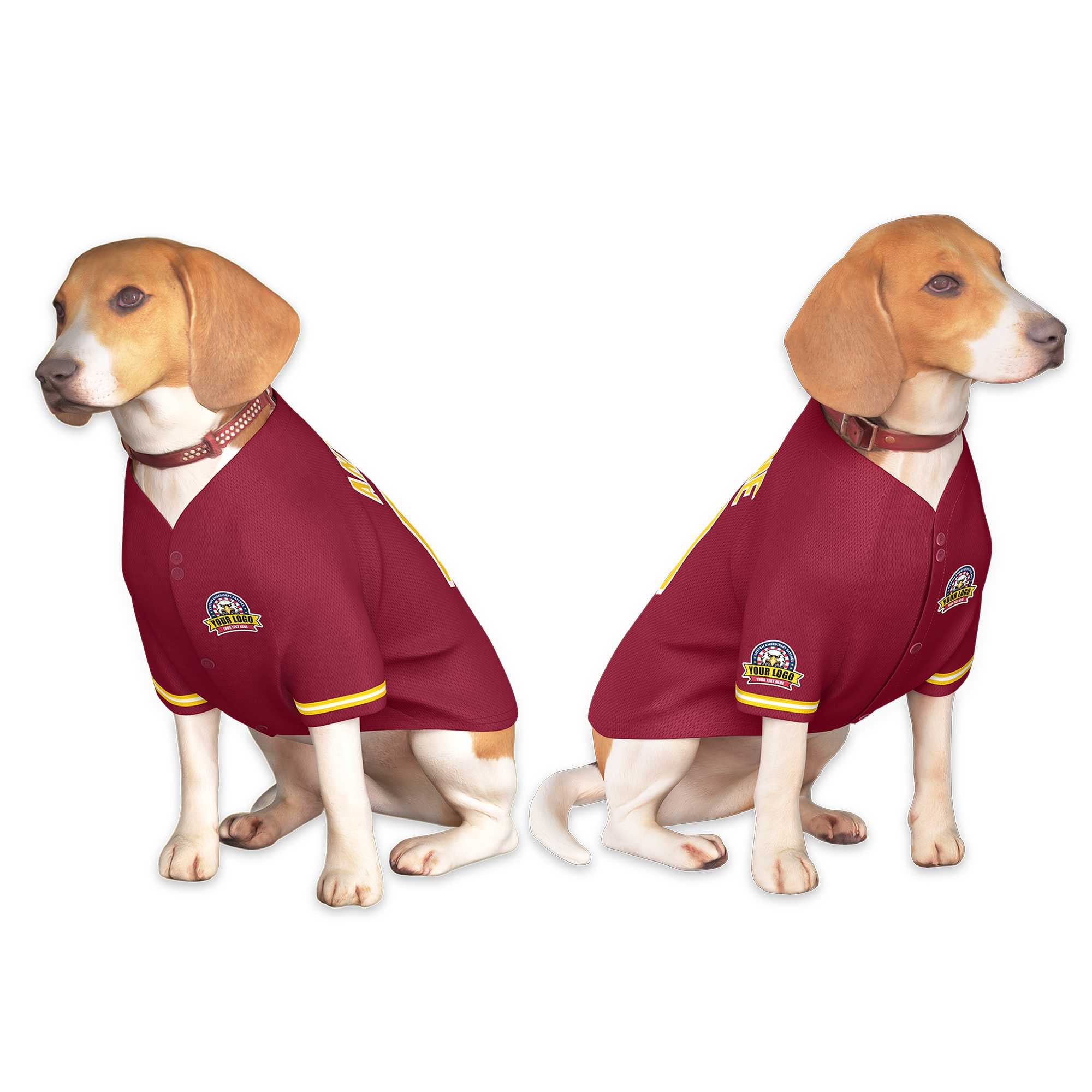 Custom Crimson Gold-White Classic Style Dog Jersey