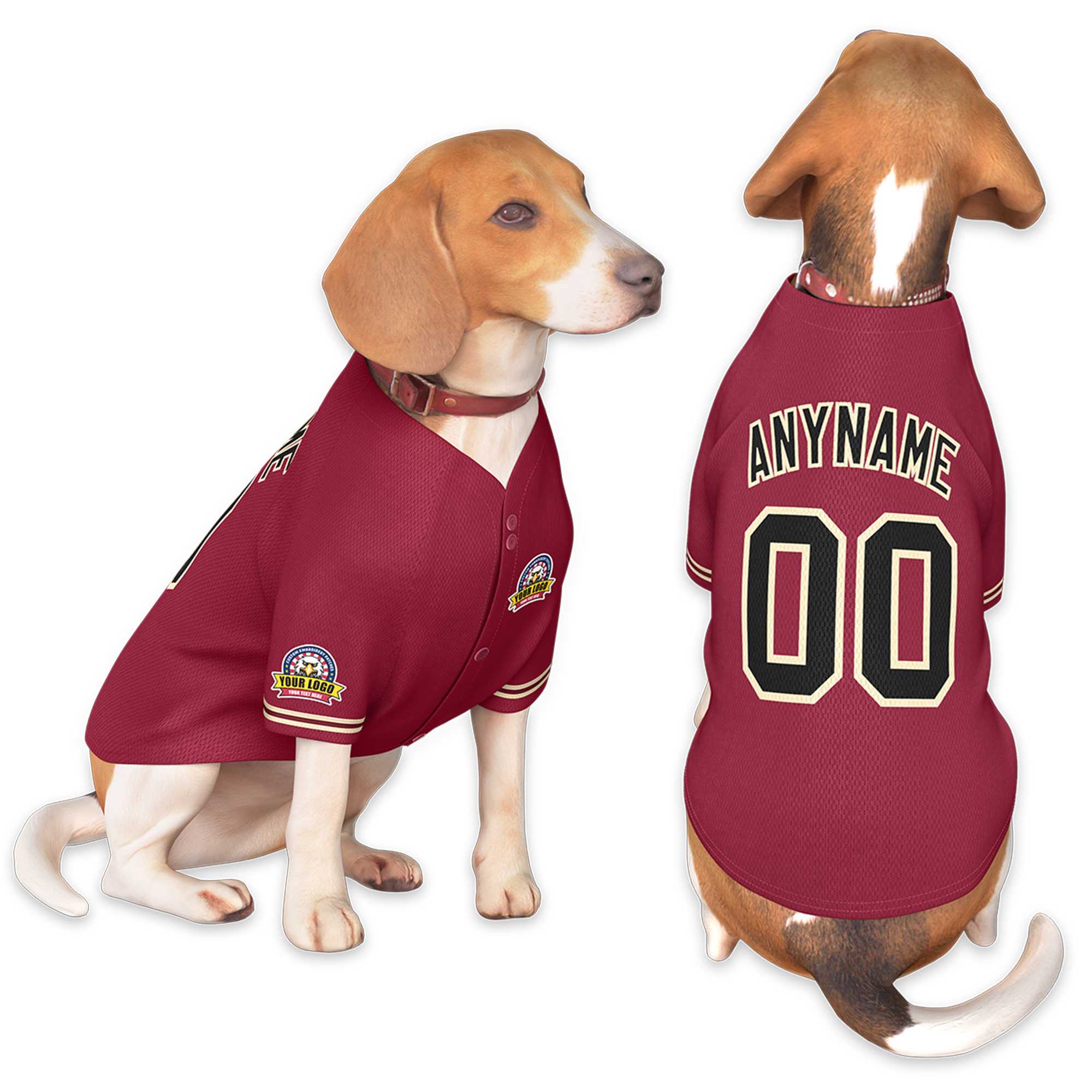 Custom Crimson Black-Khaki Classic Style Dog Jersey