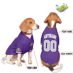 Custom Purple Gray-White Classic Style Dog Jersey