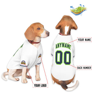 Maillot pour chien de style classique blanc marine-vert fluo personnalisé