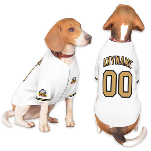 Custom White Old Gold-Black Classic Style Dog Jersey