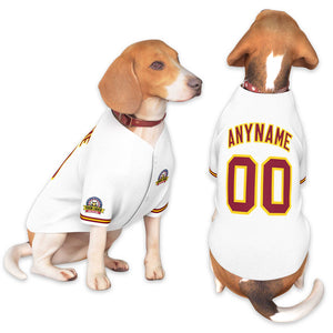 Custom White Crimson-Gold Classic Style Dog Jersey