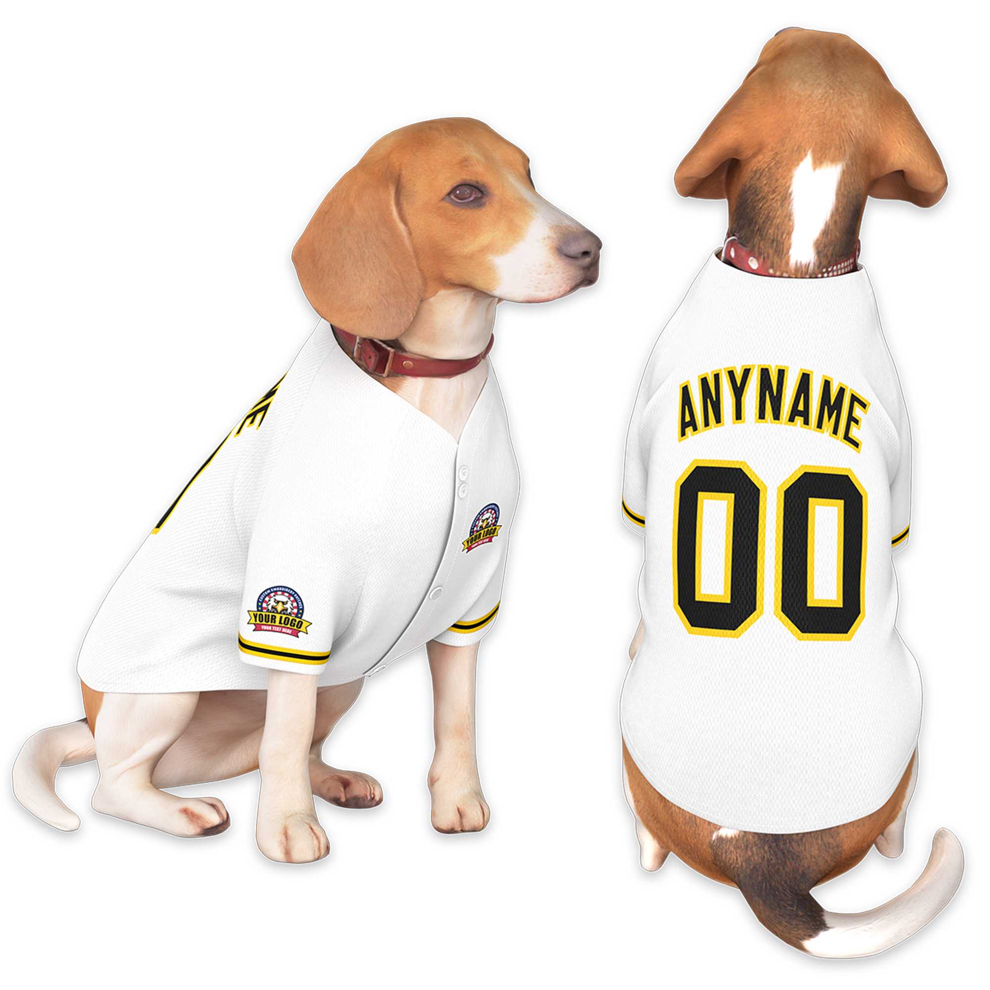 Custom White Black-Gold Classic Style Dog Jersey